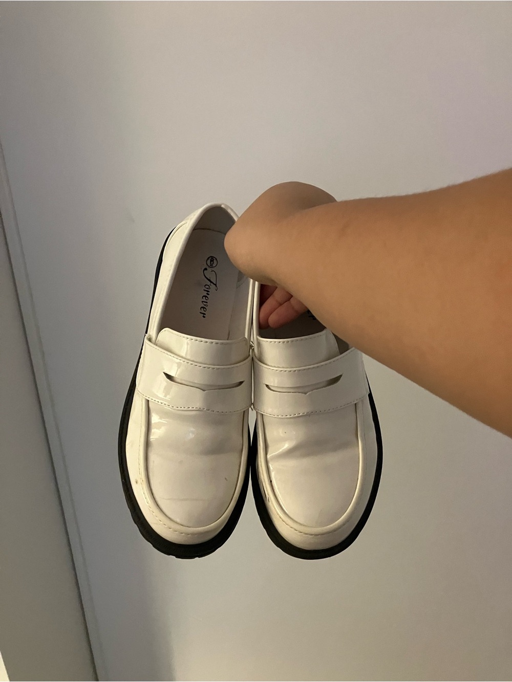 White Platform loafers